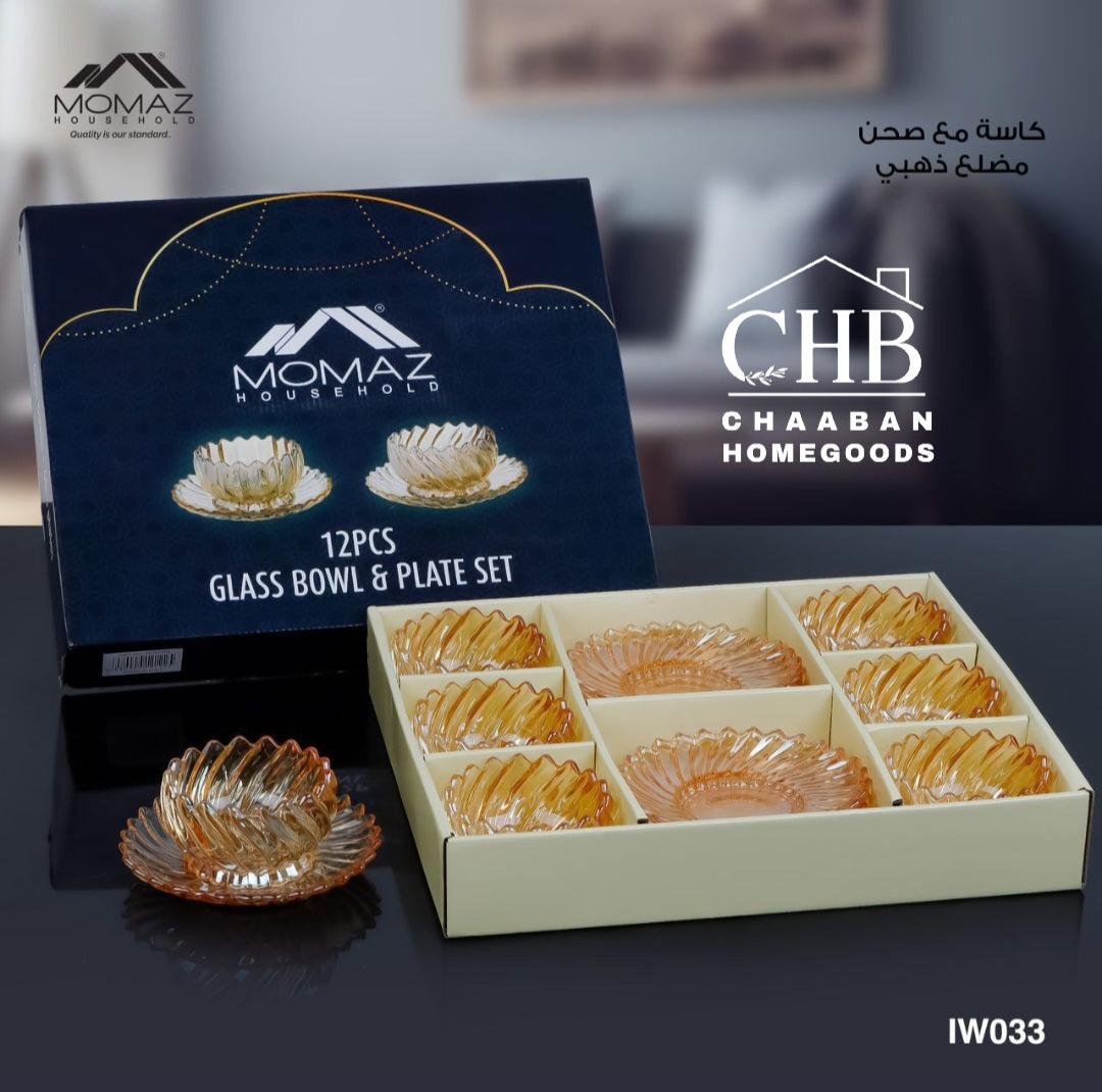24PCS Glass Bowl & Plate Set – Luxury Serving Set