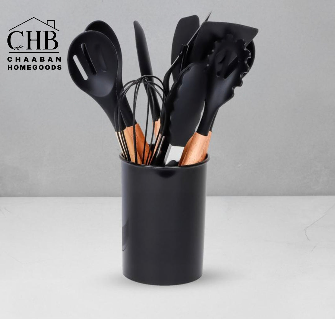 Premium 10-Piece Silicone Kitchen Utensil Set with Holder