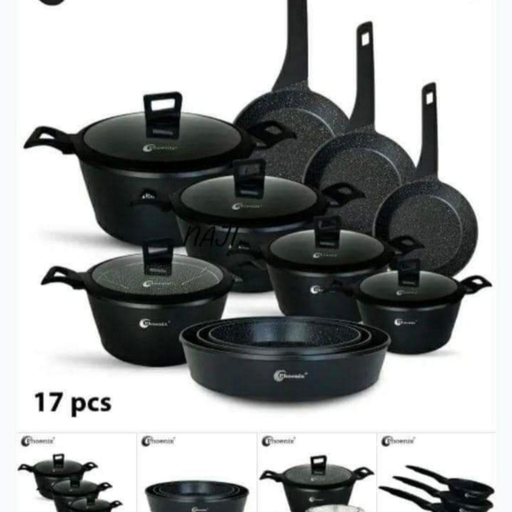 17-Piece Granite Pot & Frying Pan Set – Nonstick Cookware Collection