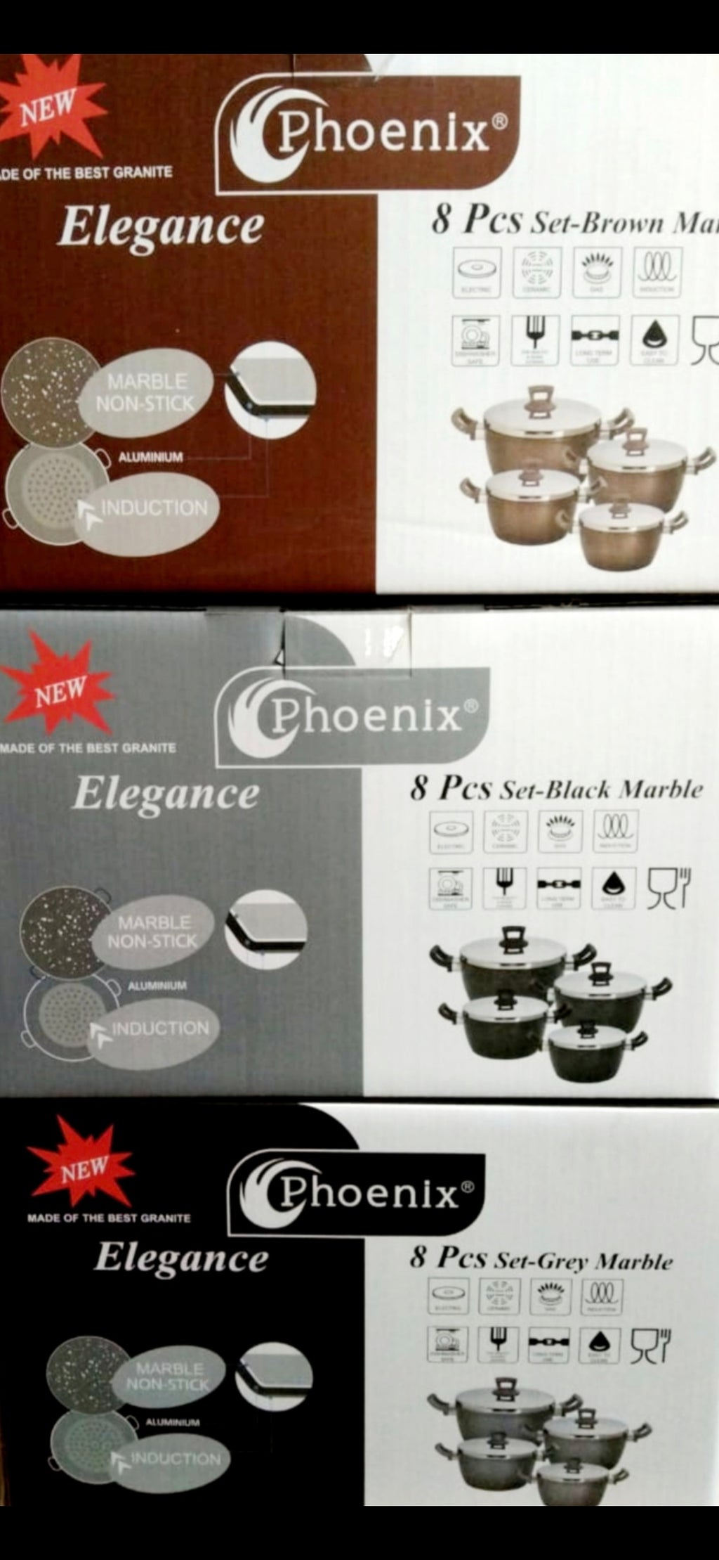 8-Piece Granite Cookware Set with Lids – Nonstick Kitchen Pot Set