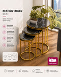 👉 Luxury Nesting Tables – Set of 3 (Gold Frame & Marble-Style Top)