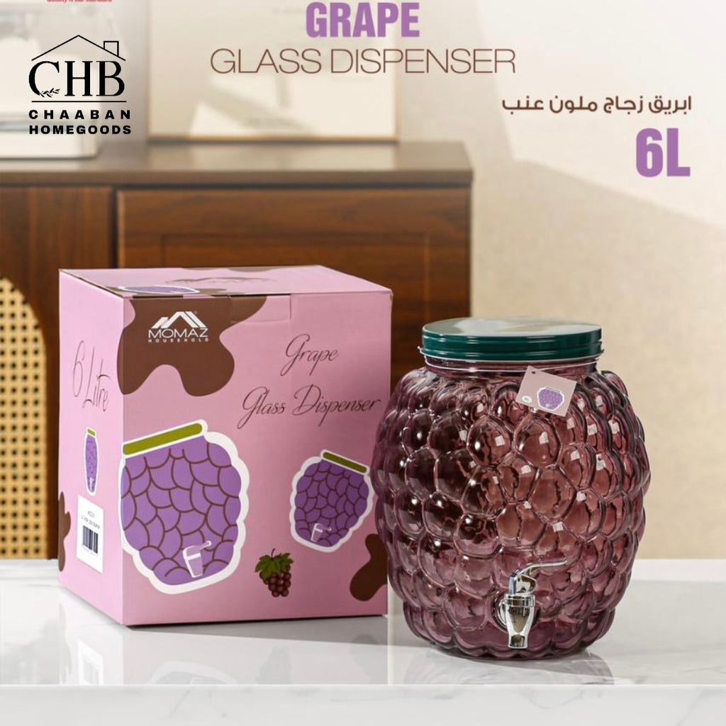 6L Glass Beverage Dispenser – Grape & Strawberry Design