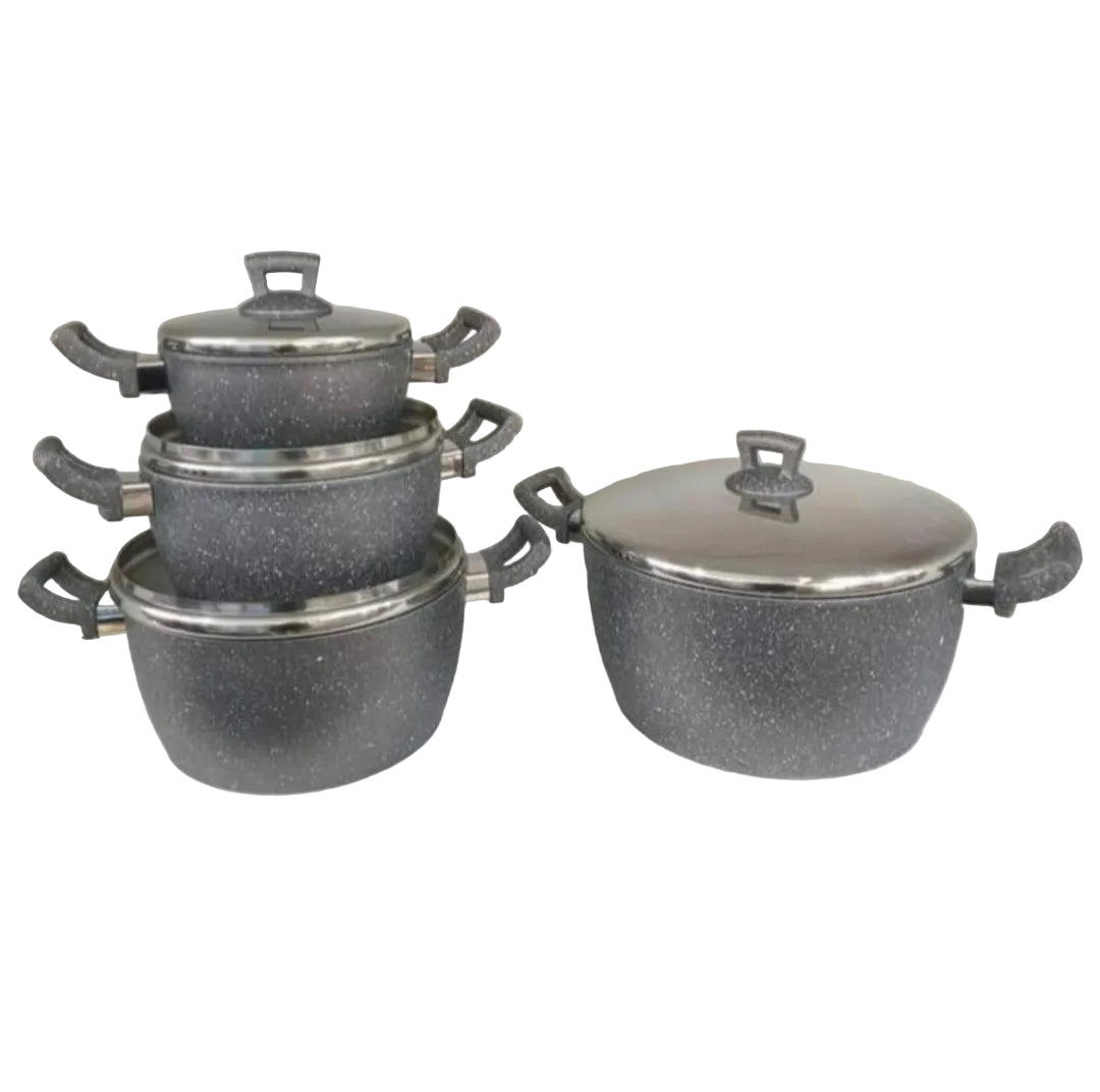 8-Piece Granite Cookware Set with Lids – Nonstick Kitchen Pot Set